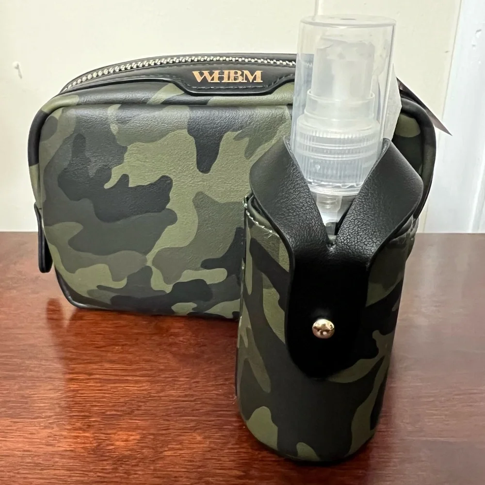 WHBM White House Black Market Camo Camouflage Cosmetics Bag Spray Bottle Holder